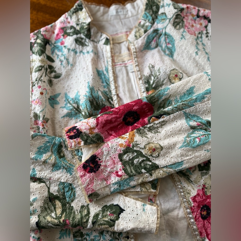 J. Jill RE: Crafted Limited Edition Floral Eyelet Cotton Blazer - Picture 8 of 8